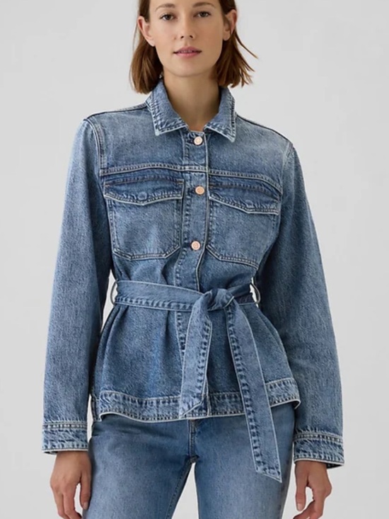 GAP Jackets & Blazers - GAP Belted Blue Denim Jacket
